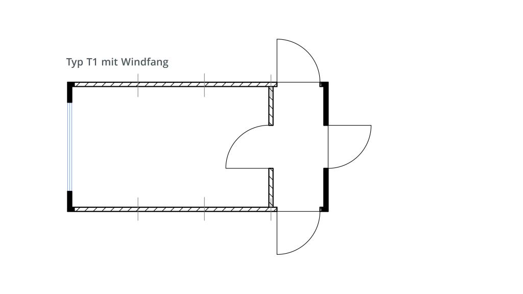 Grundriss Systemcontainer mit Windfang