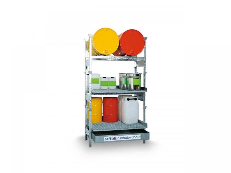 Stapelrahmen-Set für 2 Fässer à 200 l und 2 Ebenen Kleingebinde