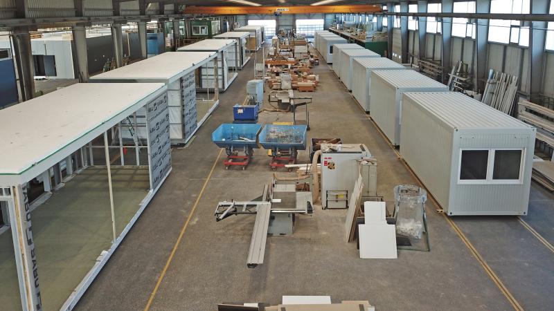 SÄBU Gransee Produktionshalle für Modulbau Innenansicht