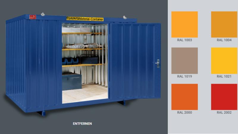 Vorschau des Farbkonfigurators mit Container in RAL 5000